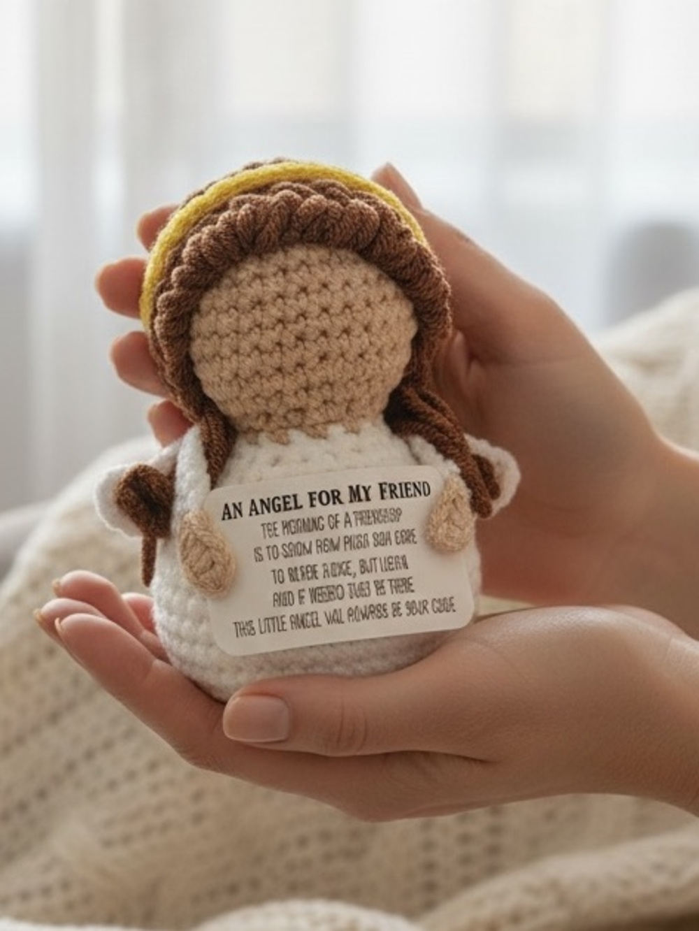 Crochet Angel Figurine - 'An Angel For My Friend' about 3 1/2” - Picture 4 of 6